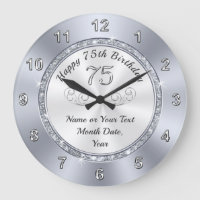 Personalised, Presents for 75th Birthday Clock