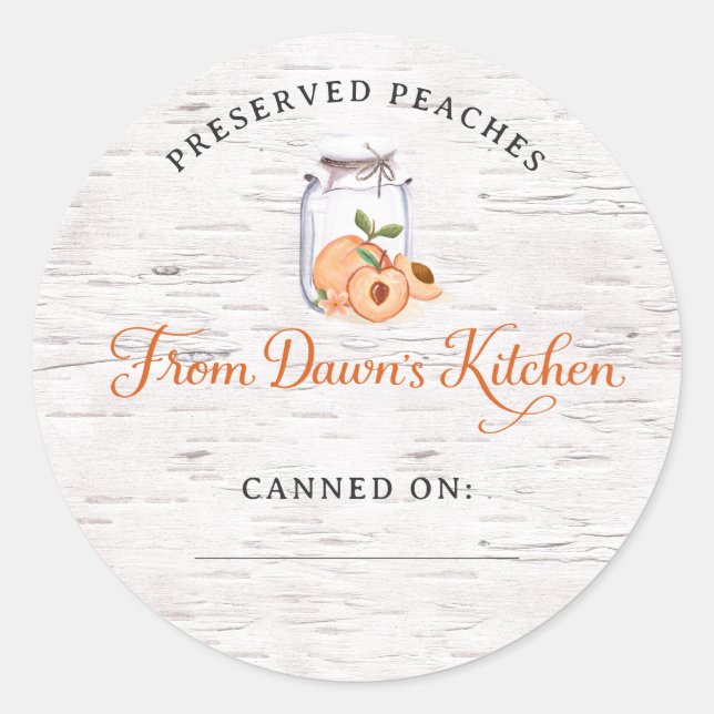 Personalised Preserved Peaches Canning Stickers (Front)