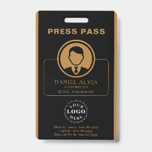 Personalised Press Pass with Photo ID & Barcode Badge