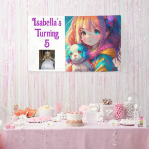 Personalised Pretty Anime Girl with Puppy Banner