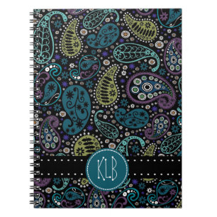 Personalised Pretty as a Peacock Paisley Print Notebook