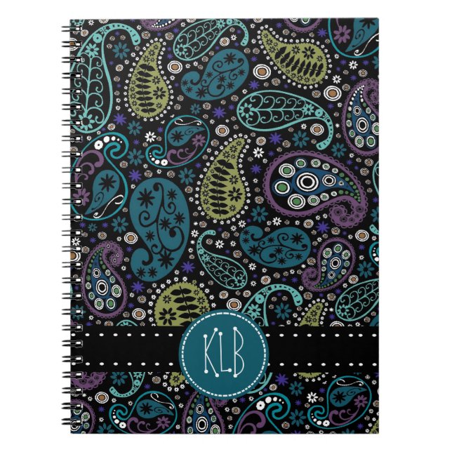 Personalised Pretty as a Peacock Paisley Print Notebook (Front)