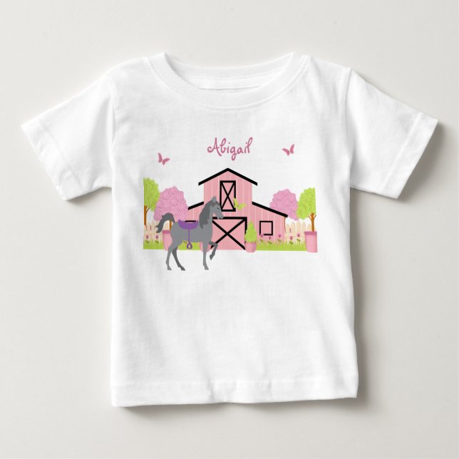 Personalised Pretty Barn & Garden Horse T-Shirt (Front)