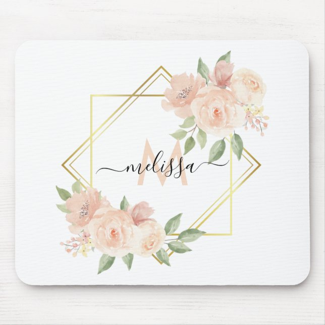 Personalised Pretty Blush Floral Mouse Pad (Front)