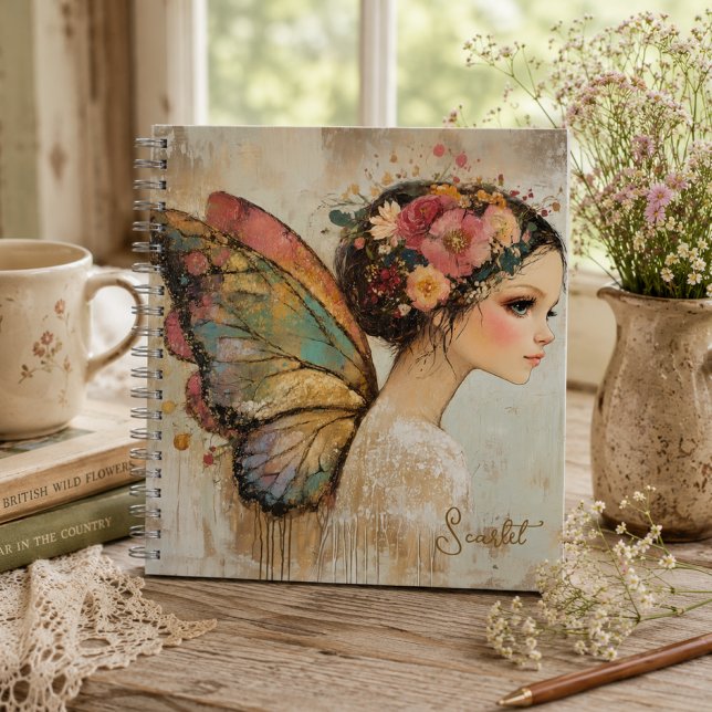 Personalised Pretty Boho Butterfly Fairy Pastel  Notebook (Creator Uploaded)
