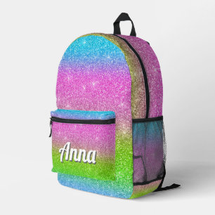 Personalised Pretty Colourful Modern Girly Rainbow Printed Backpack