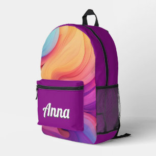 Personalised Pretty Colourful Modern Girly Rainbow Printed Backpack