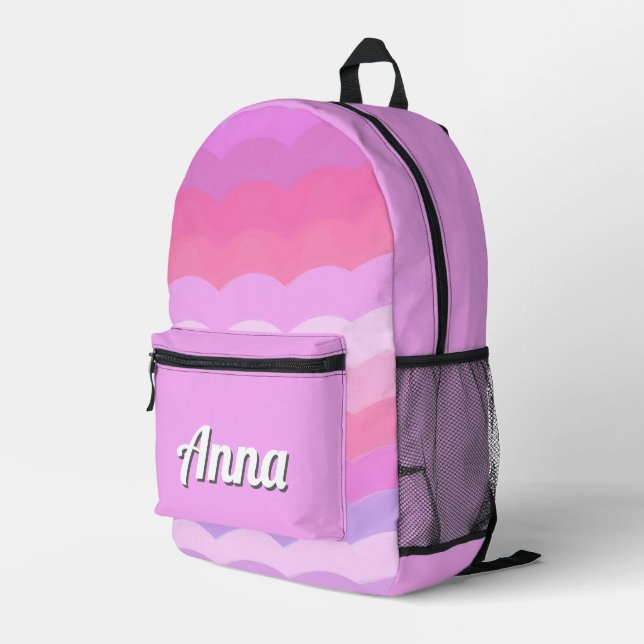 Personalised Pretty Colourful Modern Girly Rainbow Printed Backpack (Back Corner Right)