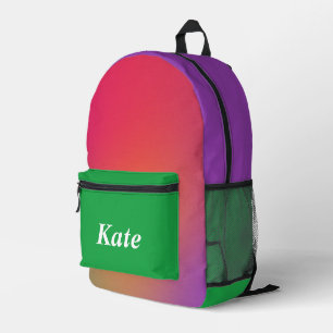 Personalised Pretty Colourful Modern Girly Rainbow Printed Backpack