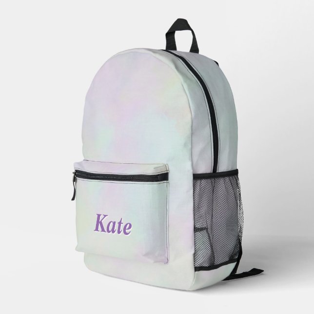 Personalised Pretty Colourful Modern Girly Rainbow Printed Backpack (Back Corner Right)