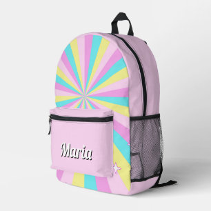 Personalised Pretty Colourful Modern Girly Rainbow Printed Backpack