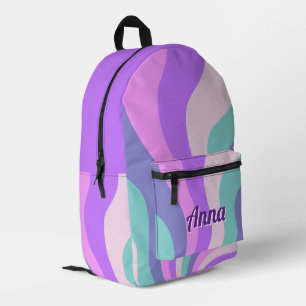 Personalised Pretty Colourful Modern Girly Rainbow Printed Backpack