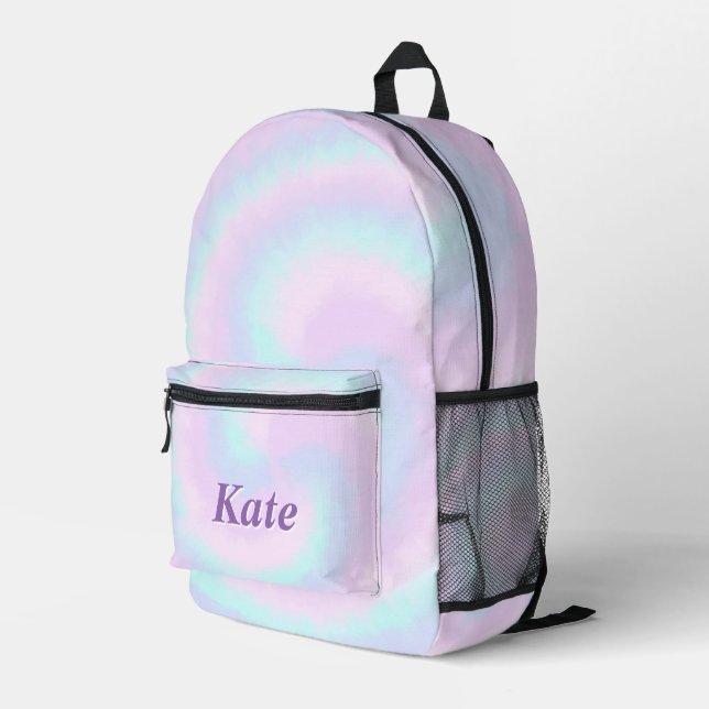 Personalised Pretty Colourful Modern Girly Rainbow Printed Backpack (Back Corner Right)