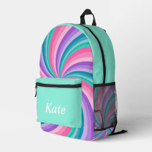 Personalised Pretty Colourful Modern Girly Rainbow Printed Backpack