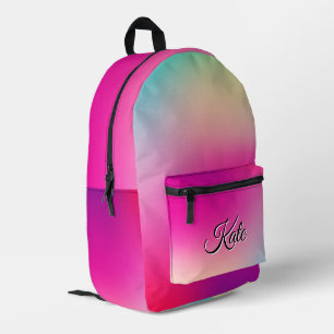 Personalised Pretty Colourful Modern Girly Rainbow Printed Backpack
