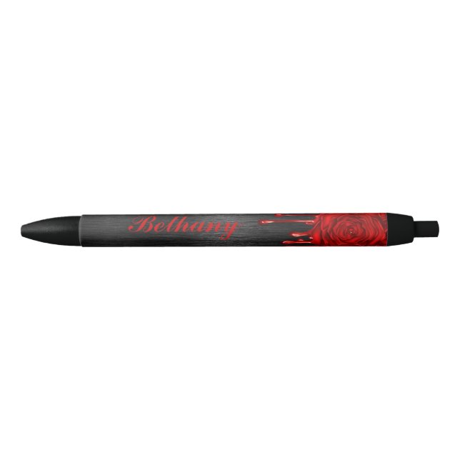 Personalised Pretty Dripping Roses Pens Red (Front)