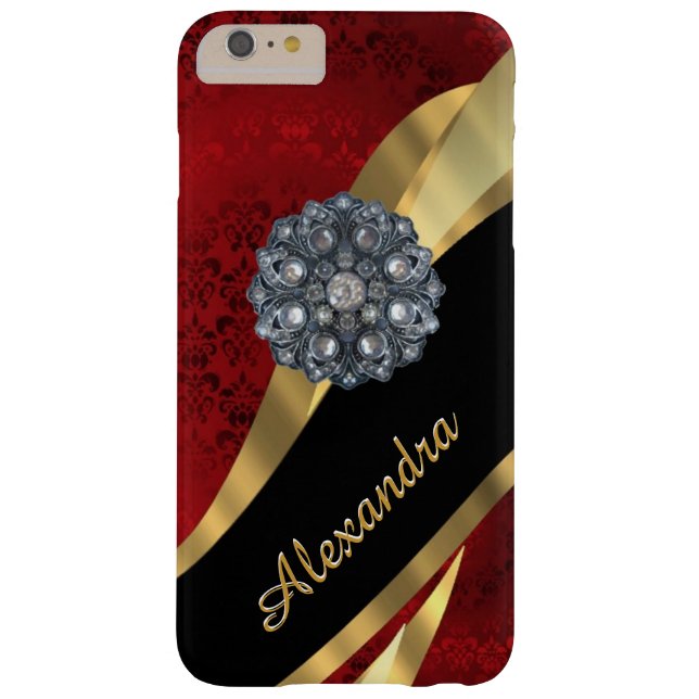 Personalised pretty elegant red damask pattern Case-Mate iPhone case (Back)