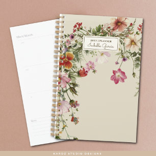 Personalised Pretty Elegant Wildflower Planner