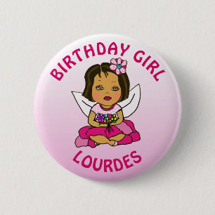 Personalised Pretty Fairy Birthday Girl 6 Cm Round Badge