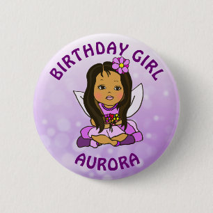 Personalised Pretty Fairy Birthday Girl 6 Cm Round Badge