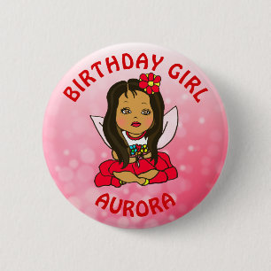 Personalised Pretty Fairy Birthday Girl 6 Cm Round Badge