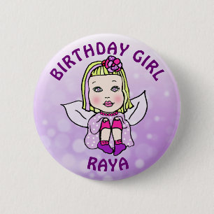 Personalised Pretty Fairy Birthday Girl 6 Cm Round Badge