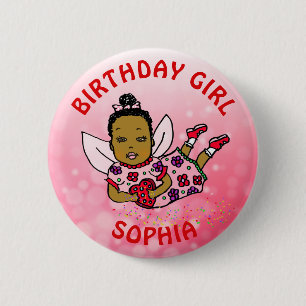 Personalised Pretty Fairy Birthday Girl 6 Cm Round Badge