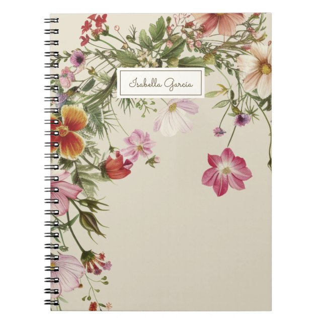 Personalised Pretty Floral Name Notebook (Front)