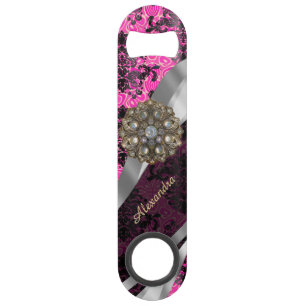 Personalised pretty girly fuchsia damask pattern