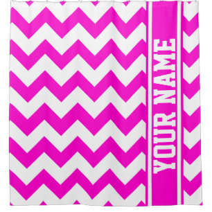 Personalised Pretty In Hot Pink Chevron Pattern Shower Curtain