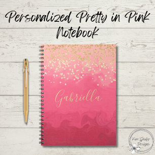 Personalised Pretty in Pink With Gold Notebook