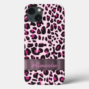 Personalised pretty leopard animal print iPhone 13 case