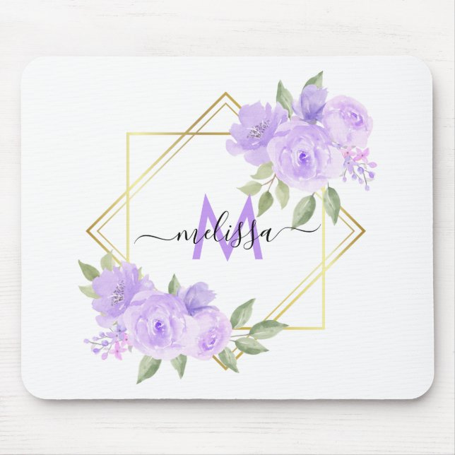 Personalised Pretty Lilac Floral Mouse Pad (Front)