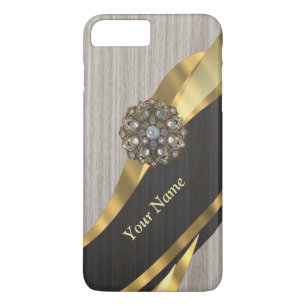 Personalised pretty modern faux wood iPhone 8 plus/7 plus case