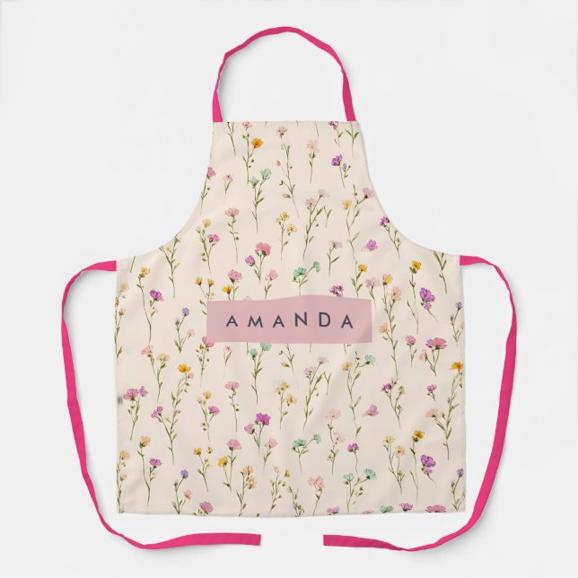 Personalised Pretty Pastel Blossoms Apron (Front)