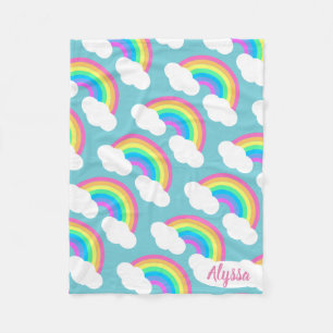 Personalised Pretty Pastel Rainbows Gift Fleece Blanket