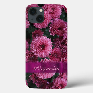 Personalised pretty pink Chrysanthemum  flower iPhone 13 Case
