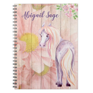 Personalised Pretty Pony and Daisy Flowers Horse Notebook