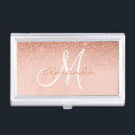 Personalised Pretty Rose Gold Trendy Monogram Business Card Holder<br><div class="desc">This design was created though digital art. It may be personalised in the area provided or customising by choosing the click to customise further option and changing the name, initials or words. You may also change the text colour and style or delete the text for an image only design. Contact...</div>
