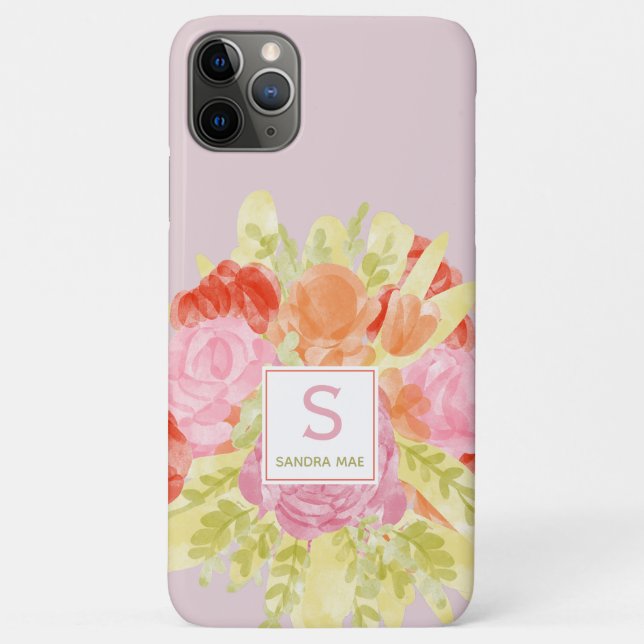 Personalised Pretty Spring Pastel Floral Art Case-Mate iPhone Case (Back)