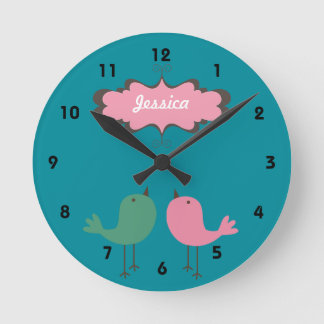 Personalised Pretty Two Birds Wall Clock