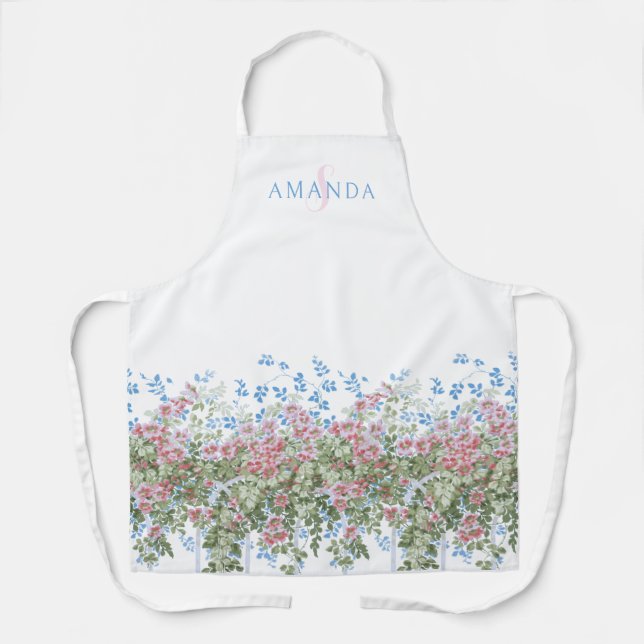 Personalised Pretty Watercolor Wildflower Border Apron (Front)