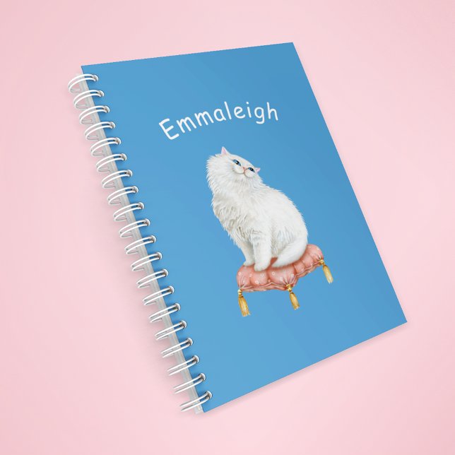 Personalised Pretty White Cat Sitting on Pillow Planner (Creator Uploaded)