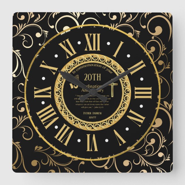 Personalised Priest Anniversary Ordination Clock (Front)