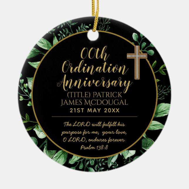 Personalised Priest Ordination Anniversary Gift Ceramic Ornament (Front)