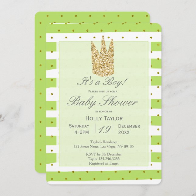 Personalised Prince Baby Shower Invitation (Front/Back)