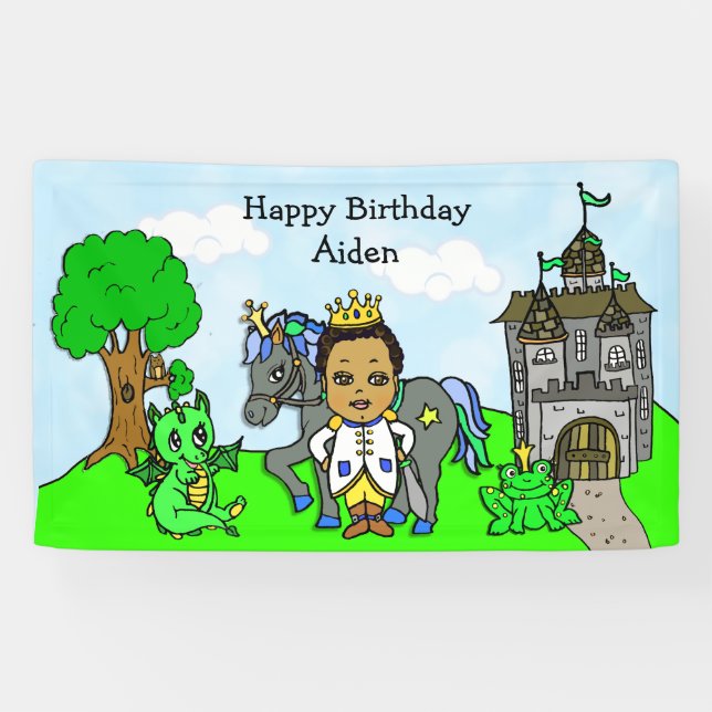 Personalised Prince Birthday Banner (Horizontal)