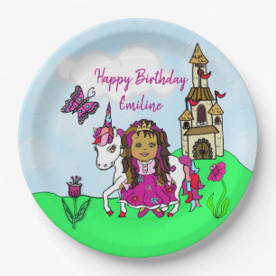 Personalised Princess and Unicorn Birthday Party Paper Plate