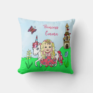Personalised Princess and Unicorn Rainbow Girl's Cushion