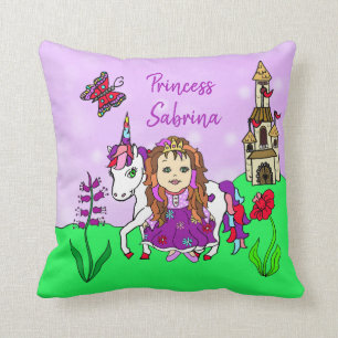 Personalised Princess and Unicorn Rainbow Girl's Cushion